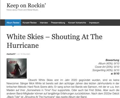 Keep on Rockin - White Skies Review German