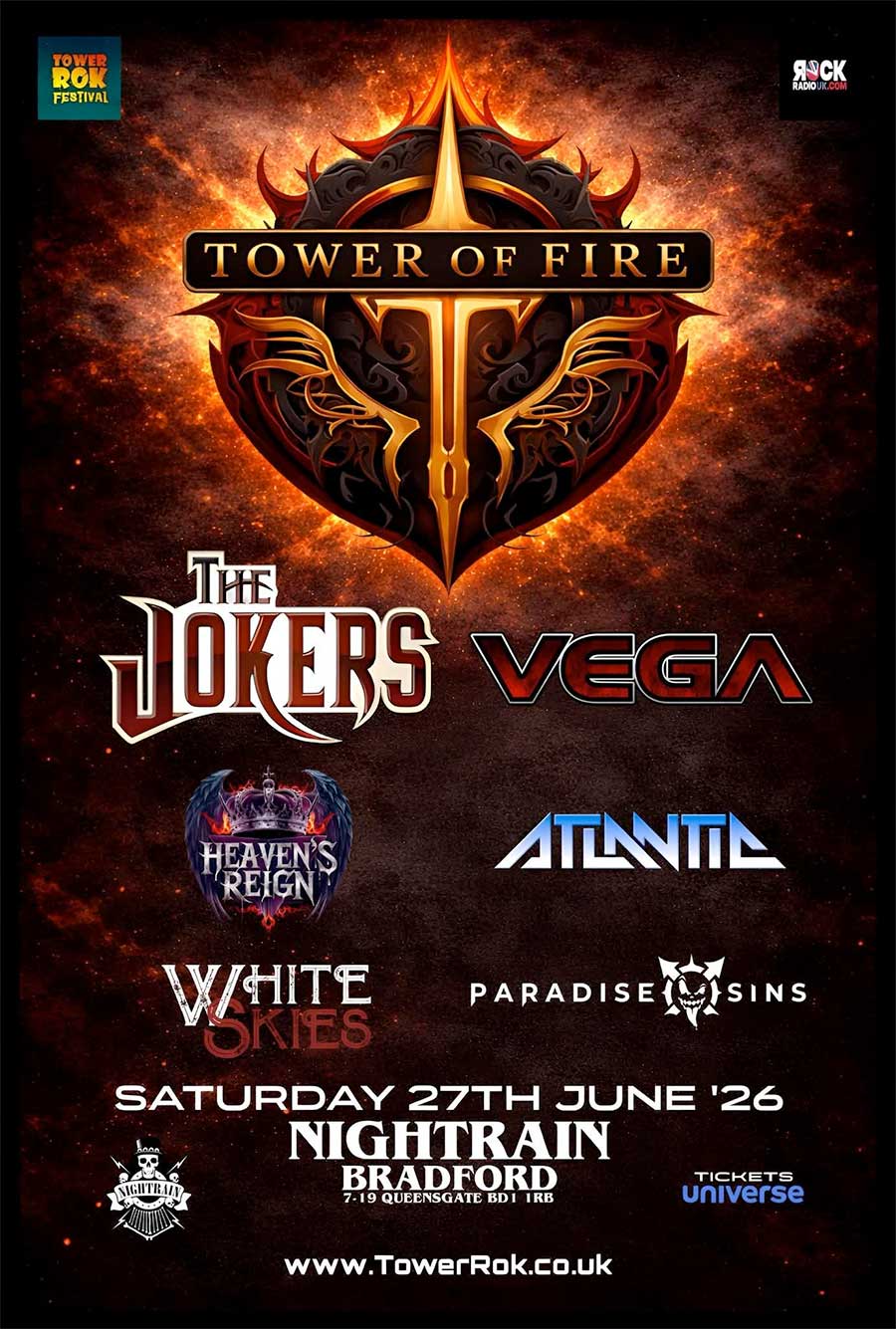 White Skies play Tower of Fire Festival UK 2026 poster